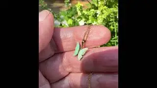 Vintage 9K Gold Opal Butterfly Pendant Necklace