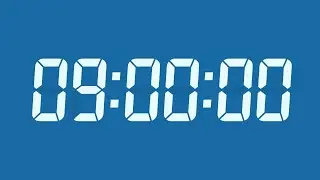 9 Hour Digital Countdown Timer | Ice Blue Digits | Deep Sky Blue Background | No Sounds