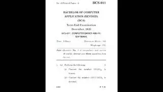 BCS-011 Previous year question paper Dec. 2020 | #ignou #bca   BCA IGNOU