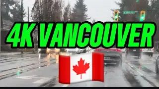 👉 🇨🇦 Vancouver Heavy Rain Day Drive | Real-Time 4K City Driving