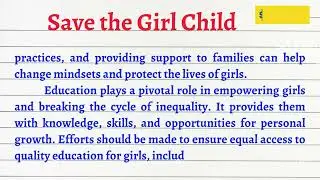Essay on Save the Girl Child | save girl child essay writing | essay on save girl child in english