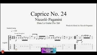 Caprice No. 24 by Niccol&ograve; Paganini with Guitar Tutorial FREE TABs