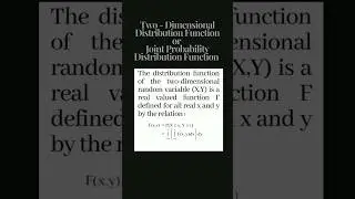 Joint Probability Distribution Function | Two - Dimensional Distribution Function | Statistics