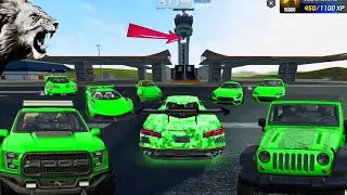 ALL  Green Car Stunts Through ATC Tower// Extreme Car DrivingSimulator//Cars Gameplay