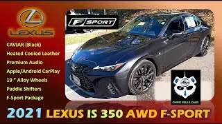 2021 Lexus IS-350 AWD F-Sport 3.5 L V6 Caviar Black Heated Cooled Leather Moonroof Paddle Shifters
