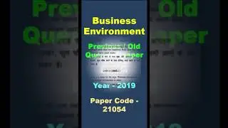 #5 Business Environment | Previous Question Paper | BC-304 | B.Com 3rd Sem | 21054 | KUK 2019