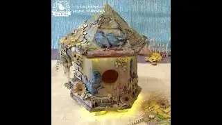 Bird House Table Lamp - A play with mix media products