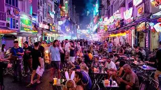 Saigon Night Walk on Bùi Viện Walking Street, Entertainment District, Ho-Chi-Minh-City, Vietnam, 4K