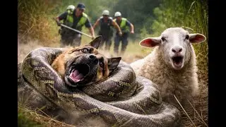 Heroic Rescue Team Saves German Shepherd & Sheep From a Giant Python 🐍🐕🐑