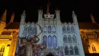 Impressive light show 'Shakespeare son et Lumiere' at Guildhall, London 2016