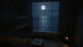 Night Piano for Reading – Lakeside Cabin Background for Books & Focus
