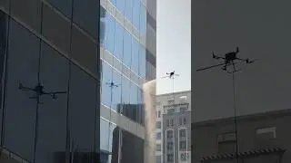 The process of using drones to clean high-rise building glass.#shorts #tools