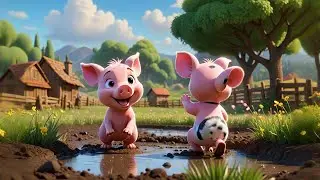 Five Tiny Piglets Roll in the Mud | Mud Play Song for Kids | Nursery Rhymes and Educational Songs