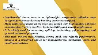 Double Sided Tissue Tape Manufacturers    - Tapepoint