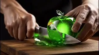 Satisfying Glass Green Apple and Strawberry Cutting ASMR  #Shorts 🍓🔪