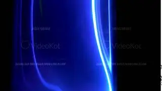 Loop footage of blue neon laser rays that are moving and curving on the black background
