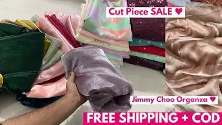 Most Premium Jimmy Choo. Organza Fabric Sarees  😍 कटपीस और सूट का लोट Cut Piece Market