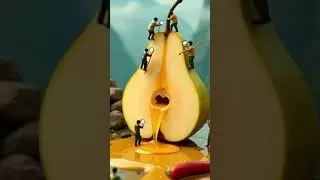 Miniature World in a Pear | AI Art Animation | Relaxing Creative Video #AIArt #MiniatureWorld