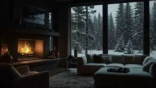 No Ads Fireplace Blizzard ASMR - Snow Storm Sound Sleep With Fireplace Burning For Deep Sleeping