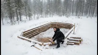 Hidden Underground Shelter Buried Beneath Snow | Secret Survival Build in Mountain Forest