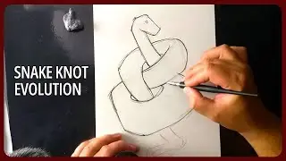 Snake Knot Evolution &ndash; Figure Eight Drawing & Full Process | Graphite, Acrylic & Ink ASMR No Talking