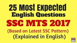 25 Most Expected English Questions for SSC MTS 2017 | in English