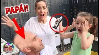 LE CORTO EL PELO A MI PADRE EN CASA EN CUARENTENA! SALE MAL😱 MI HIJA RAPA LA CABEZA A PAPÁ