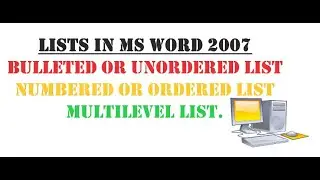 MS Word:Lists(Bulleted , numbering, Multilevel)(class 9 INFORMATION TECHNOLOGY (402))