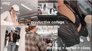 PRODUCTIVE COLLEGE DAY IN MY LIFE (class, exam, thrifting, trying Starbucks' new holiday drink)