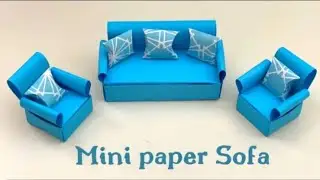 Mini paper sofa craft with origami 😱#origami #craft #papersofa