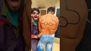 Brother versus brothe guess drawing challenge on my back part 2516 🚗🚕🚓 #shorts #challenge #drawing