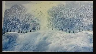 Quick and easy winter scene watercolor painting tutorial for beginners!!
