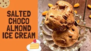 Salted choco almond ice cream|homemade without ice cream maker|chocolate ice cream|foodallaround