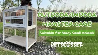 Petscosset PET39 Wooden Hamster Cage with Storage Shelf Indoor Outdoor Large Guinea Pig Cage House
