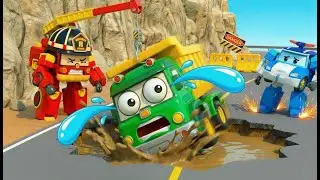 Dump Truck Falls Into MASSIVE Sinkhole! 🕳️ Can Poli & Roy Save Him? | Little Rescue Squad