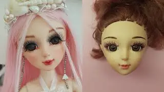 Doll Makeover Transformations~Christmas Holiday Easy Doll Hairstyles Tutorial~ Custom Doll Repaint