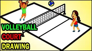 How to Draw Volleyball Court & Net | Drawing Jolly Arts by Jolly Toy Clipart!