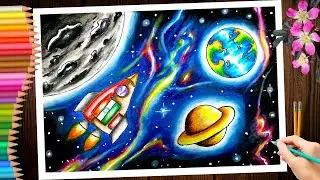 chandrayan 3 drawing/chandra dinam poster drawing/moon day poster/lunar day poster making.