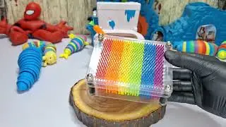 Cutting Multi-Color Kinetic Sand with Acrylic Grid | Relaxing ASMR