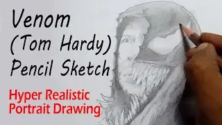 How to Draw Venom Tom Hardy Pencil Sketch | Realistic Portrait Drawing