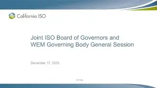 Dec 17, 2025 - Joint ISO Board of Governors and WEM Governing Body General Session