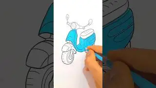 coloring page Motorcycle scooter #shorts