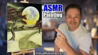 🎨 Moonlit Snowy Japanese Trees | Oil Painting Tutorial & ASMR 