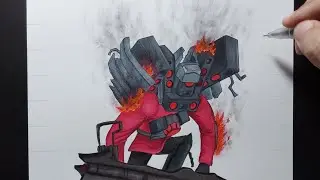 How to draw Titan Speakerman Destroyed in SkibidiToilet 65