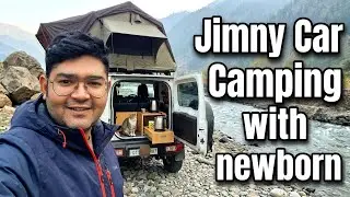 Jimny Car Camping | 5&deg;C Family Car Camping With Newborn & Cat | River Tea, Car Kitchen Setup