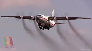 SMOKE! SMOKE! and SMOKE! Antonov An-12 landing & takeoff @ Pisa G. Galilei Airport