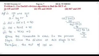 Use Euclid's division algorithm to find the HCF of:(i) 135 and 225   (ii) 196 and 38220