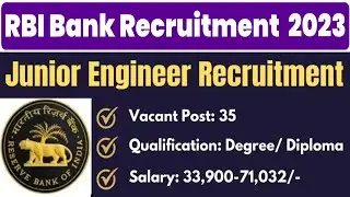 RBI Recruitment-2023 Apply Online | Junior Engineer Posts| Qualification: Degree or Diploma