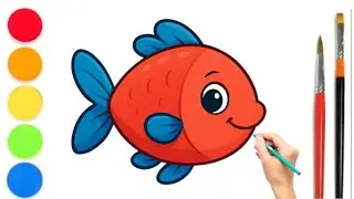 How To Draw A Cute Fish ||Easy Rainbow colouring Fish Drawing ||Fish drawing for kids and Toddlers