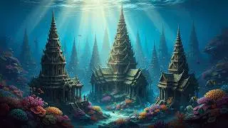 Eternal Underwater City | Golden Domes and Vibrant Coral Reefs Illuminated by Sunbeams